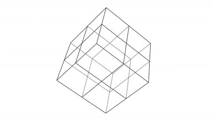 Poster - Abstract geometric design, rotating cube, seamless looped 4k animation