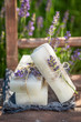 Ecological and handmade cubes of lavender soap