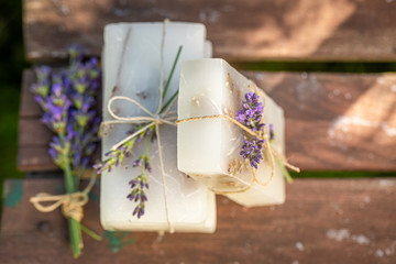 Wall Mural - Natural cubes of lavender soap good for skin