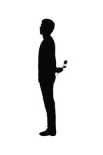 Young Man With Flower In Hand Silhouette Vector