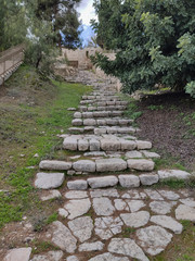 Jerusalem, ancient staircase near Church of Saint Peter in Gallicantu: Many Christians believe that Jesus followed this path down to Gethsemane the night of his arrest