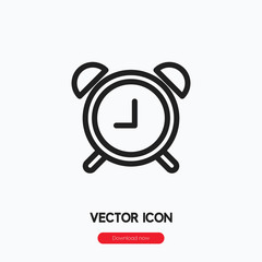 Poster - Alarm clock icon vector. Linear style sign for mobile concept and web design. Alarm clock symbol illustration. Pixel vector graphics - Vector.	