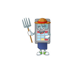 Sticker - sweet Farmer POS machine cartoon mascot with hat and tools