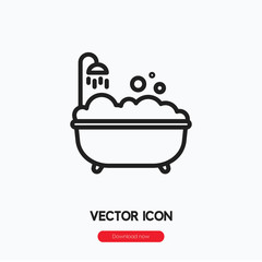Poster - Bath icon vector. Linear style sign for mobile concept and web design. Bath symbol illustration. Pixel vector graphics - Vector.	