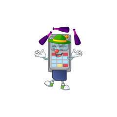 Poster - Smart POS machine cartoon character style playing Juggling