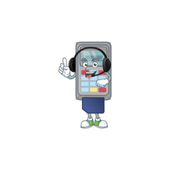 Sticker - Sweet POS machine cartoon character design speaking on a headphone