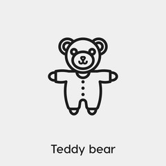 Poster - Teddy bear icon vector. Linear style sign for mobile concept and web design. Teddy bear symbol illustration. Pixel vector graphics - Vector.	