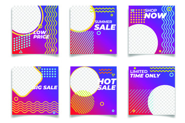 Fototapete - Business presentation template Social media pack. Set of modern square blog posts Editable simple info banner for app, web mail