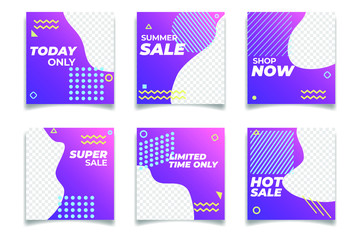 Aufkleber - Business presentation template Social media pack. Set of modern square blog posts Editable simple info banner for app, web mail