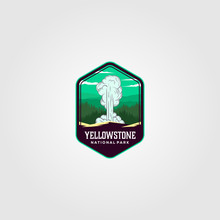 Geyser Eruption On Yellowstone National Park Logo Vector Illustration Design