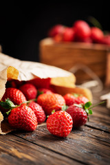 Canvas Print - strawberry on the wooden rustic background