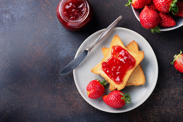 Canvas Print - Toasts with strawberry jam