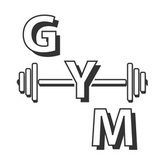 Poster - Gym sign with dumbbell. Gym sign with dumbbell on white background vector