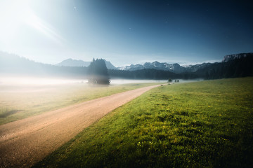 Wall Mural - misty summer night in the durmitor national park. location montenegro, europe.
