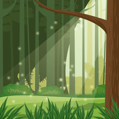 Wall Mural - forest day landscape scene icon