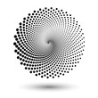 Spiral dots backdrop. Halftone shapes, abstract logo emblem or design element for any project.