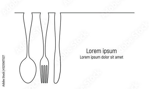 Fotomural Knife, fork and spoon line design vector