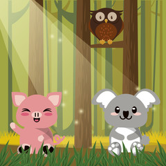 Poster - cute koala wild animal character icon