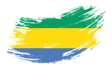 Gabon Flag Grunge Brush Background. Vector Illustration.