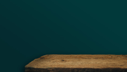 Aufkleber - Old oak Wooden table and green background wall.