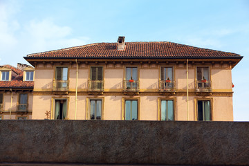 Canvas Print - residential house with balconies in old style