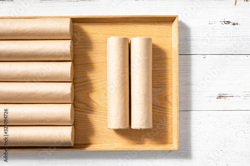 Fotomural Some moxa sticks are in rectangular wooden trays