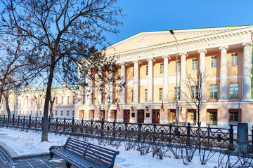 Poster - view of Moscow City Duma building from boulevard