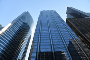 Sticker - Skyscrapers of Chicago. Up view on skyscrapers of Chicago. Chicago downtown.