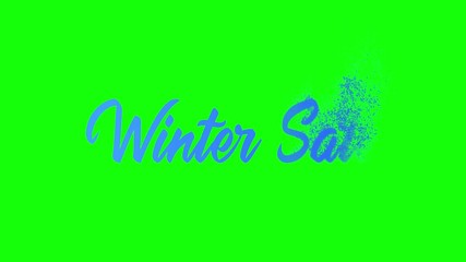 Wall Mural - Winter Sale text animation with dust reveal motion graphic effect on green background in 4k resolution