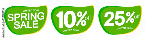 Fotografía Spring Sale, 3bubble banners design template, discount tags, app icons, vector i