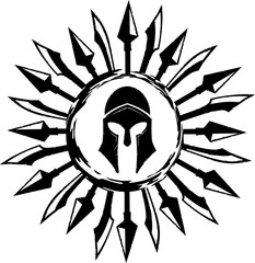 Wall Mural - Spartan Helmet and Sharp Weapon Emblem