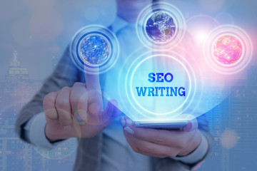 Poster - Handwriting text writing Seo Writing. Conceptual photo grabbing the attention of the search engines using specific word