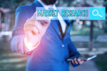 Poster - word writing text market research. business photo showcasing gathering information about consumers n