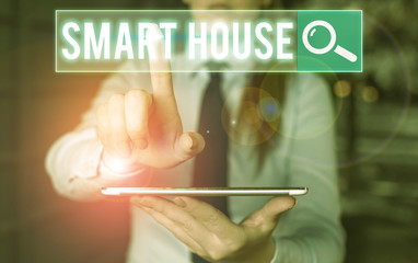Poster - text sign showing smart house. business photo text homes that have electronic devices and controlled