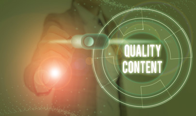 Poster - conceptual hand writing showing quality content. concept meaning content that delivers value and con