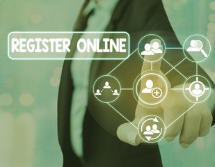 Leinwandbilder - Text sign showing Register Online. Business photo text System for subscribing or registering via the Internet