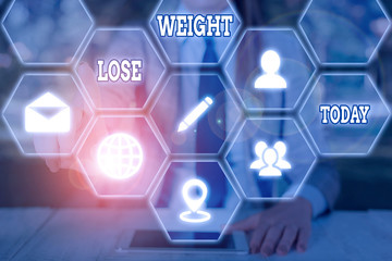 Word writing text Lose Weight. Business photo showcasing the fact of a demonstrating s is or an animal s is body weight becoming less