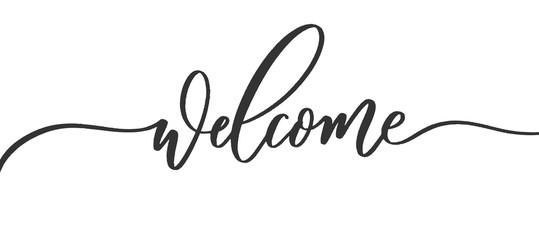 welcome - calligraphic inscription with with smooth lines.