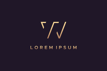 Poster - gold line initial letter w logo. flat vector logo design template element.