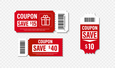 Wall Mural - set of template coupon. gift coupon element template, graphics design. voucher promo code. shopping,
