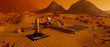 an outpost on the red planet mars (3d rendering)
