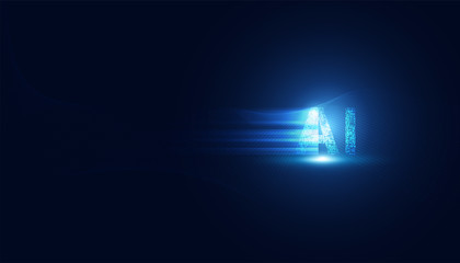 Poster - Abstract technology Ai on futuristic digital and speed on dark blue background.