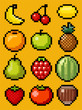 Vector pixel art fruit collection