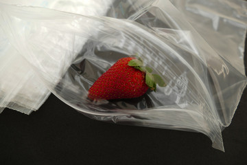 Wall Mural - put strawberries in the freezer, refrigerator bag and strawberries,