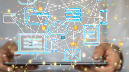 code data concept in hand digital 3d