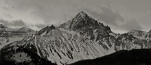 Black And White Mountain Range In Winter
