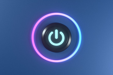 Poster - Button and switch with dark background,abstract conception ,3d rendering.