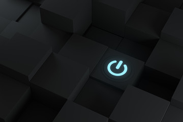 Poster - Switch and cubes with dark background,abstract conception ,3d rendering.