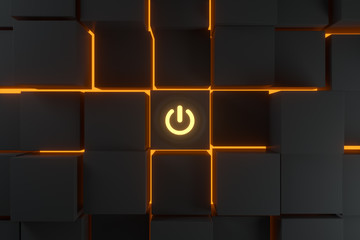 Poster - Switch and cubes with dark background,abstract conception ,3d rendering.