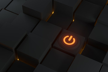 Poster - Switch and cubes with dark background,abstract conception ,3d rendering.